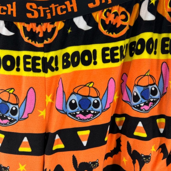 Disney Stitch Halloween pants pajama velour XL black orange lounge 16-18 - Picture 4 of 5